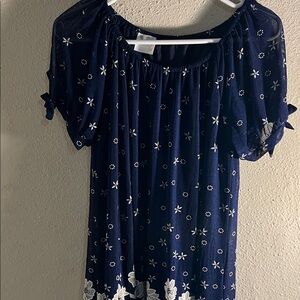 Siren Lily Navy Dress with White Floral Design